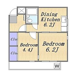 ラメール品川 2DKの間取図画像