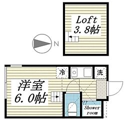 エリアサイワイ ワンルームの間取図画像
