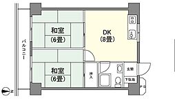 センチュリー御宿シーサイド 2DKの間取図画像