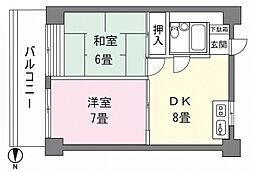 センチュリー御宿シーサイド 2DKの間取図画像