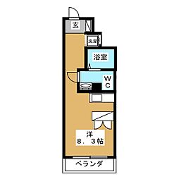 ｃａｓａ　y 1階ワンルームの間取り