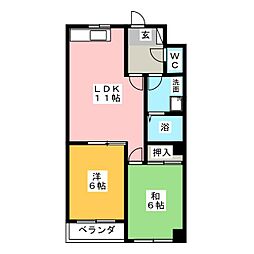 シャトレーツボイ 2LDKの間取図画像