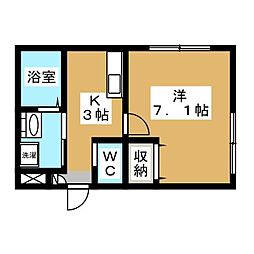 ディアコート南行徳 1Kの間取図画像
