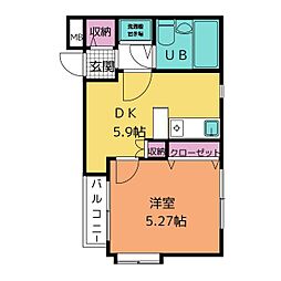 ローズマンションA-1 1DKの間取図画像
