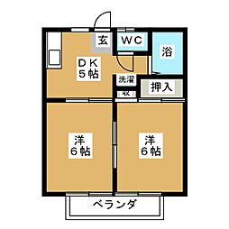 グランドハイツ・コタケ 2階2DKの間取り