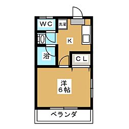 パークサイド明原 1階1Kの間取り