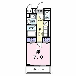 ソルス・おおたか 1階1Kの間取り