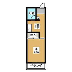 今谷レジデンス 1DKの間取図画像
