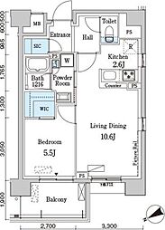 ベルヴュコート柏 1LDKの間取図画像