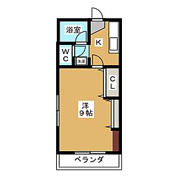 ステップ西原 1Kの間取図画像