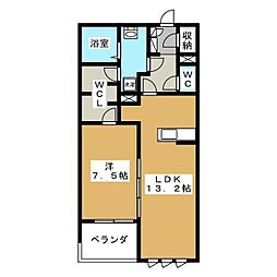 リシェス2 1LDKの間取図画像
