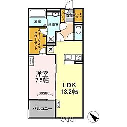 リシェス2 1LDKの間取図画像