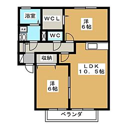 サンロイヤル 2LDKの間取図画像