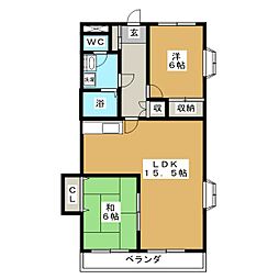 カームヤタ藤第三 2LDKの間取図画像