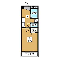 セナリオフォルム柏7 1Kの間取図画像