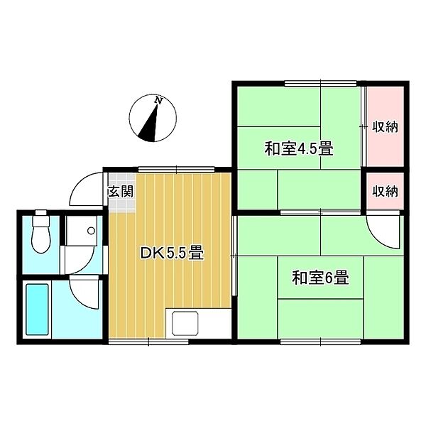 大谷コーポ 0201｜岡山県津山市山北(賃貸アパート2DK・2階・32.28㎡)の写真 その2