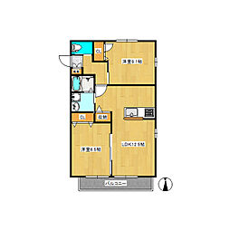YKK富尾A 2LDKの間取図画像