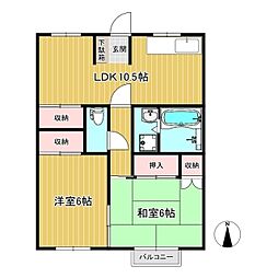 コーポエクセランス 2LDKの間取図画像