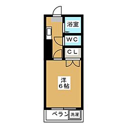 コーポ大新III 3階1Kの間取り