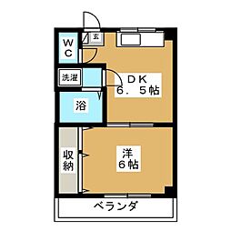 グレースタウン83 3階1DKの間取り