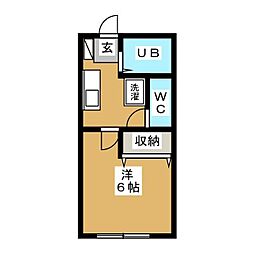 リブレリー春江Ｂ 1階1Kの間取り