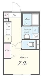 都営新宿線 瑞江駅 徒歩10分の賃貸アパート 3階ワンルームの間取り