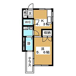 永田ハウス 1Kの間取図画像