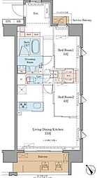 江戸川区松江2丁目マンション 2LDKの間取図画像