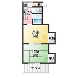 サンライズ山本 2Kの間取図画像
