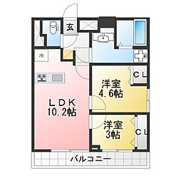 江戸川区篠崎町2丁目マンション 2LDKの間取図画像