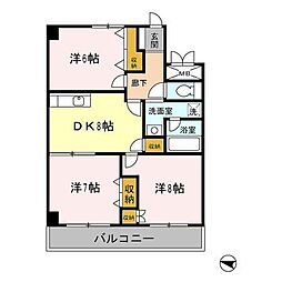 エスポワール篠崎 3DKの間取図画像