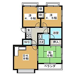 パラドール一之江 3DKの間取図画像