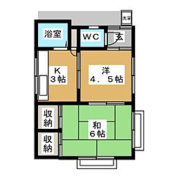 Bセイカハイツ 2Kの間取図画像