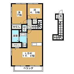 ドミールジュン 2LDKの間取図画像