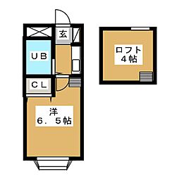 ローズマンションA-77 1Kの間取図画像
