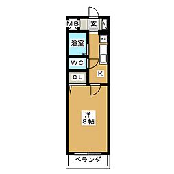 ブルーメ 1Kの間取図画像
