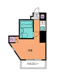 TOP原木中山3 ワンルームの間取図画像