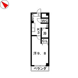 ラ・ヴェーヌ 1Kの間取図画像