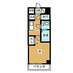 グランカーサ行徳 1Kの間取図画像
