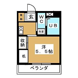 フジマンション行徳 1Kの間取図画像