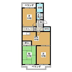 ボナールシャトレー原木 3DKの間取図画像