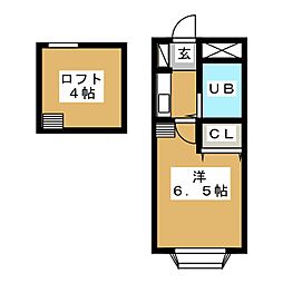 ローズマンションA-77 1Kの間取図画像