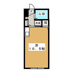 グリーンバーン 1階ワンルームの間取り