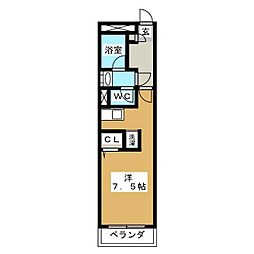 リブリ・サンクチュアリ 1階1Kの間取り