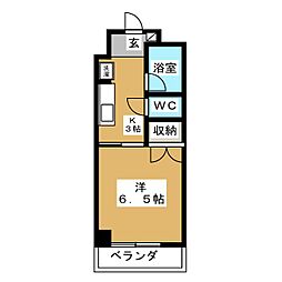 ドエル船橋本町 2階1Kの間取り