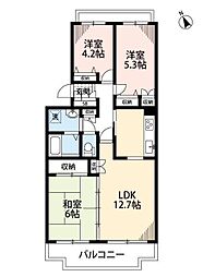 パークヒル飯山満 3階3LDKの間取り