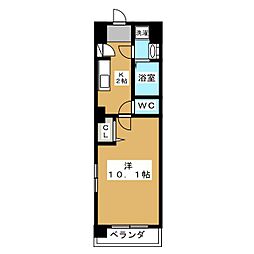 ミッツメロディア 1Kの間取図画像