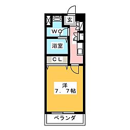 ヒューマンハイム船橋 1Kの間取図画像