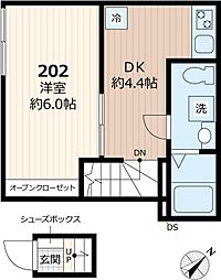 Avens 1DKの間取図画像