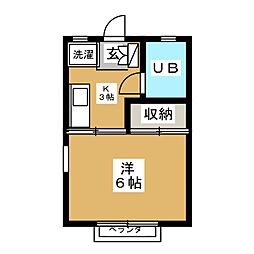 シャルム東船橋 1Kの間取図画像